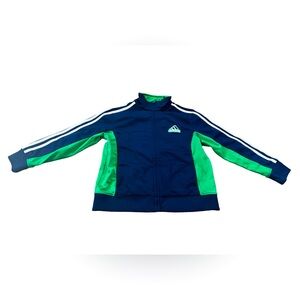 Adidas Boys Zip Up Track Jacket, Size 7, Blue Green